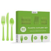 Kiwi Green Heavy-Duty Plastic Cutlery Set for 20 Guests, 80ct